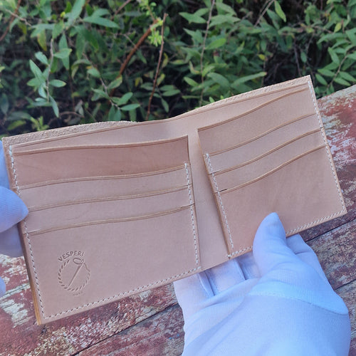 Handmade Leather Bifold Wallet – Engraved Dragon Design